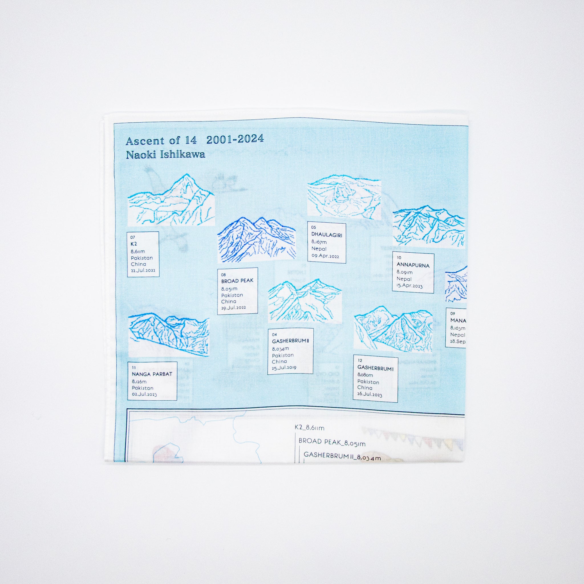 Ascent of 14 2001-2024 Naoki Ishikawa」ハンカチ – 余波舎 / NAGORO